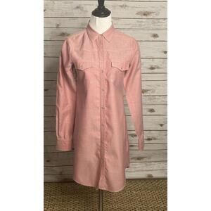 theory red Western-style cotton pearl snap button-up shirt dress Size 2